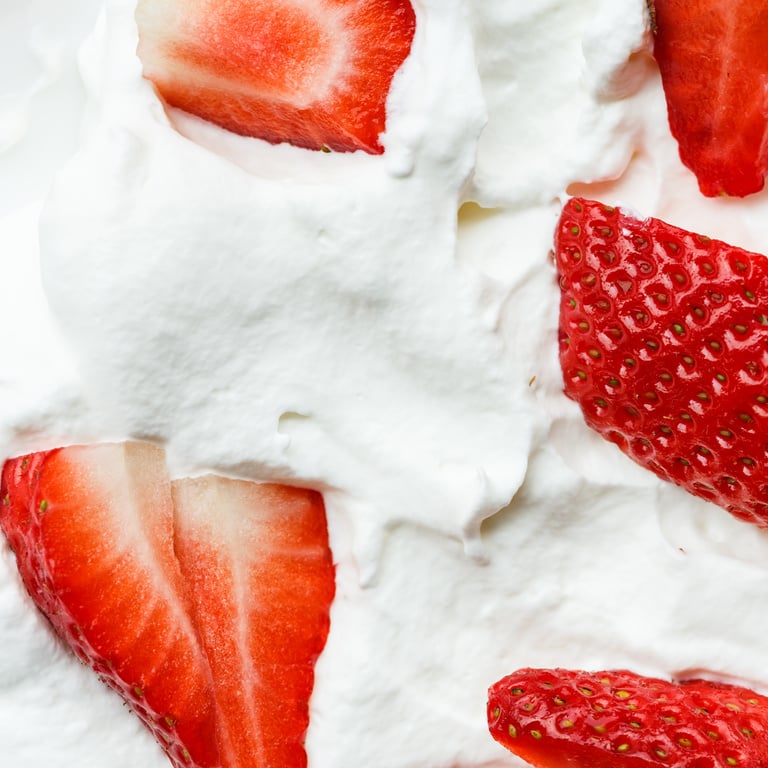 Strawberries in whipped cream